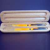 Harvest Ember Ballpoint Set — Slimline Pen and Pencil Set in Wooden Reliquary