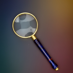 Magnifying glass with a blue handle on a gradient background