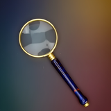 Magnifying glass with a blue handle on a gradient background